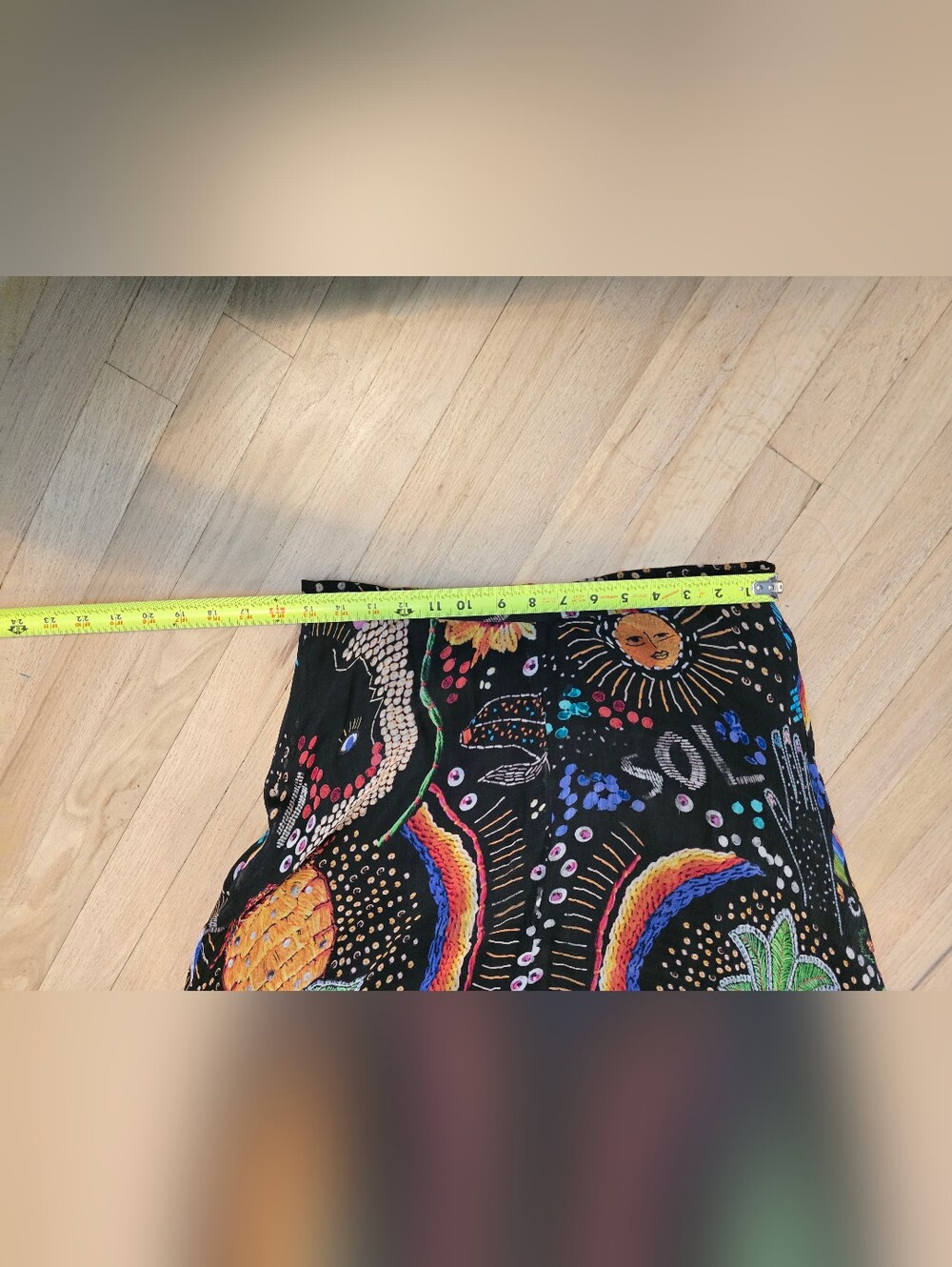 FARM Rio Black Asymmetrical Skirt with Rainbow & Pineapple Print - Picture 2 of 6